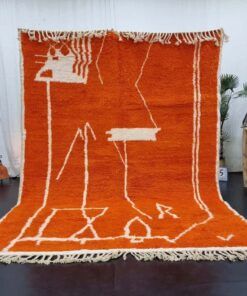 Alternative view of NUMRA – Beni Ourain Abstract Rug – Orange Wool Custom Rug