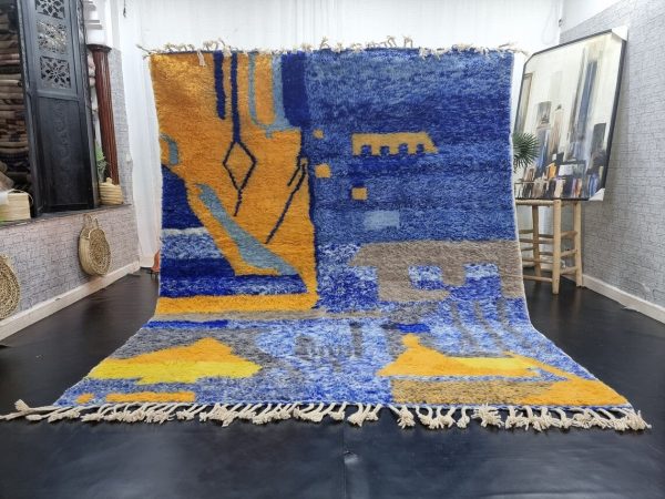 Blue and Yellow Abstract Rug