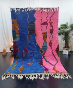 Blue And Pink Abstract Rug