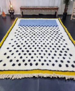 Yellow & Light Blue Dotted Rug