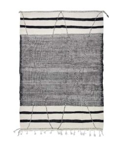EILIN - Black And White Rug - Berber Zanafi Kilim Geometric Rug