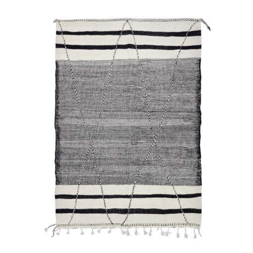 EILIN - Black And White Rug - Berber Zanafi Kilim Geometric Rug