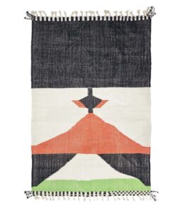 LAYLA – Flatweave Kilim Abstract Rug – Custom Moroccan Rug in Orange and Black