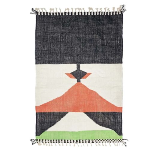 LAYLA – Flatweave Kilim Abstract Rug – Custom Moroccan Rug in Orange and Black