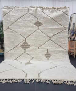 White And Beige Geometric Wool Rug