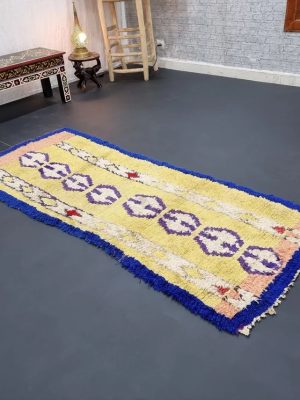 Ink Blue and Yellow Vintage Rug