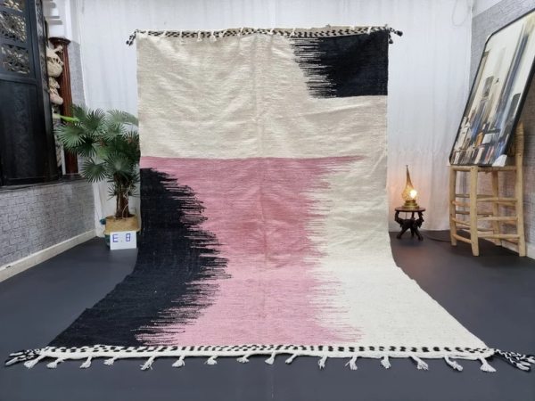 pink and black rug
