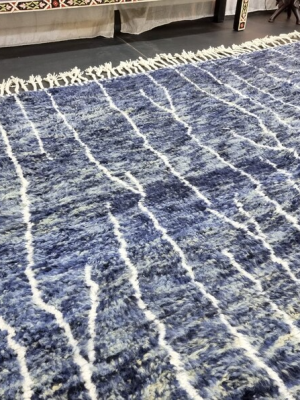 Dark blue and white rug