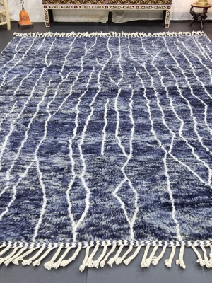 Dark blue and white rug