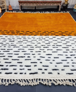 orange and white rug