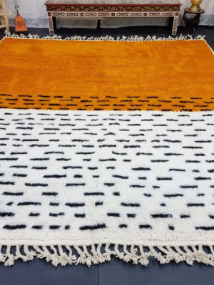 orange and white rug