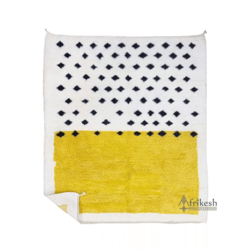 yellow and white rug