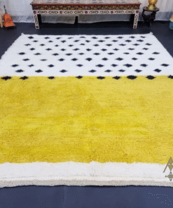 yellow and white rug