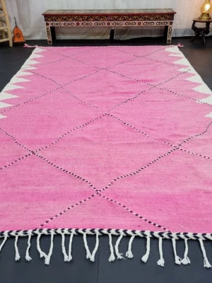 pink and white rug