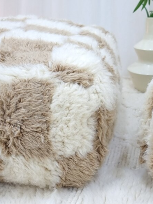 beige and white pouf