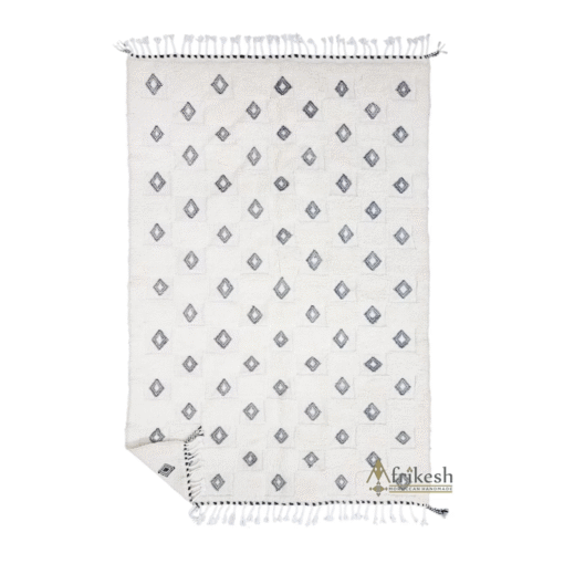 white and black rug