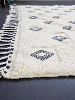 white and black rug