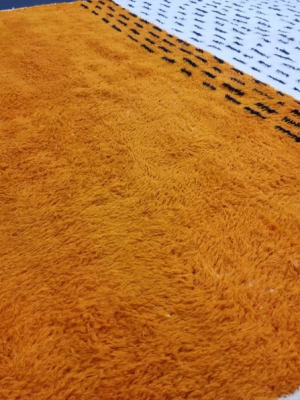 orange and white rug