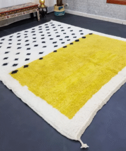 yellow and white rug