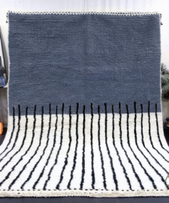 Steel Blue and White Rug