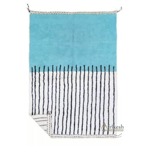Aqua Blue and White Rug