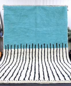 Aqua Blue and White Rug