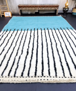 Aqua Blue and White Rug
