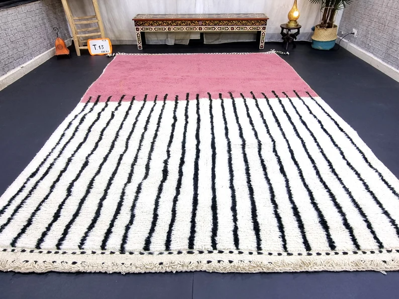 Pink and White Rug