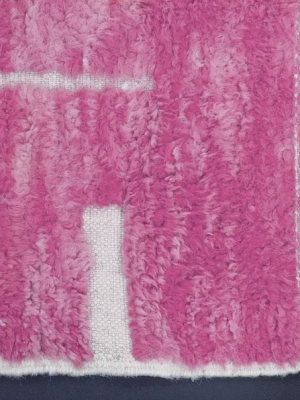 Fuscia-Pink and White Rug
