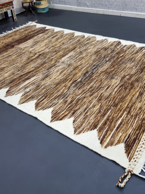 Flat Panel Brown and White Rug