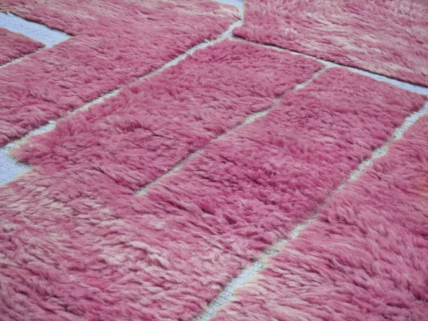 Fuscia-Pink and White Rug