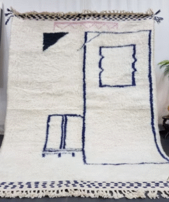 White And Dark Blue Rug