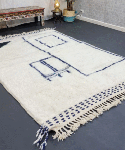White And Dark Blue Rug