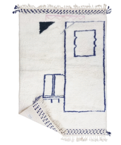 White And Dark Blue Rug