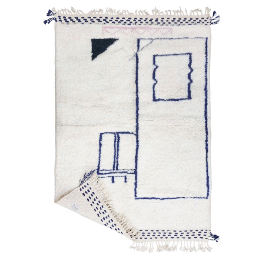 White And Dark Blue Rug