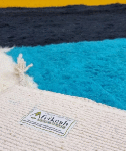 Unique Mustard and Aqua Blue Rug