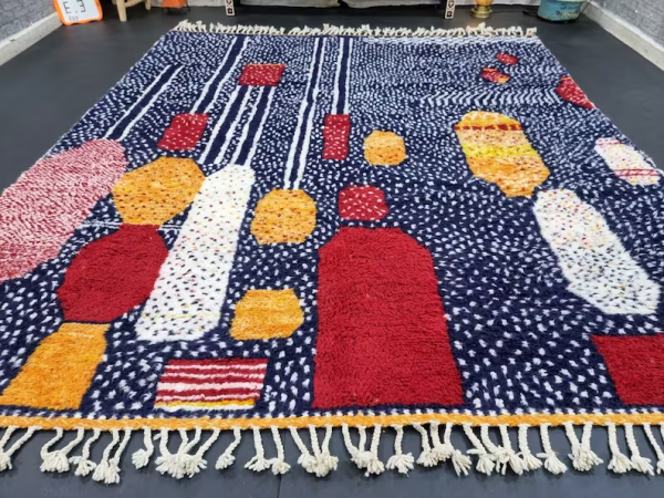 Unique Navy Blue and Red Rug