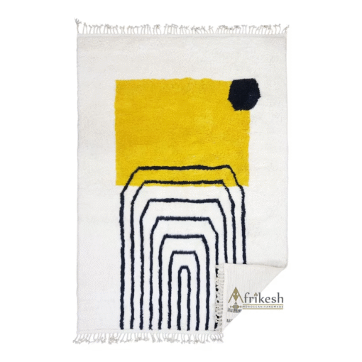 PAKIZA – Yellow and Black Rug  – Handmade Beni Ourain Striped Rug