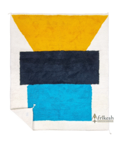 Unique Mustard and Aqua Blue Rug