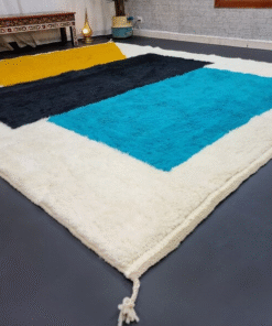 Unique Mustard and Aqua Blue Rug