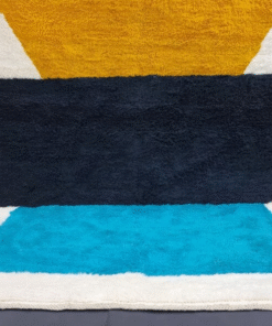 Unique Mustard and Aqua Blue Rug