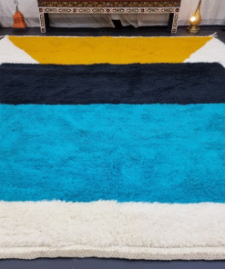 Unique Mustard and Aqua Blue Rug