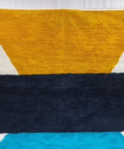 Unique Mustard and Aqua Blue Rug