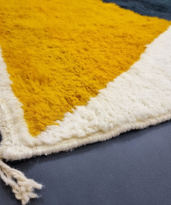 Unique Mustard and Aqua Blue Rug