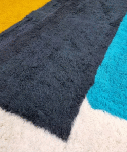 Unique Mustard and Aqua Blue Rug