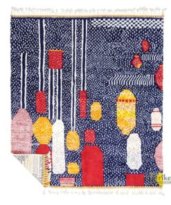 FAIQAH – Navy Blue and Red Rug – Custom Beni Ourain Dotted Rug