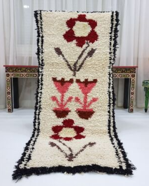Marron Wool and Cotton Rug