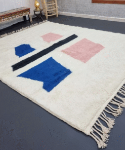 white and pink rug