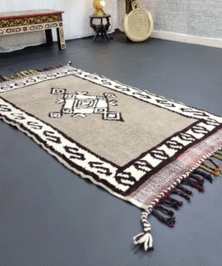 Taupe and White Rug
