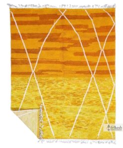 GHANIA – Yellow and Orange Rug – Wool Beni Ourain Geometric Rug